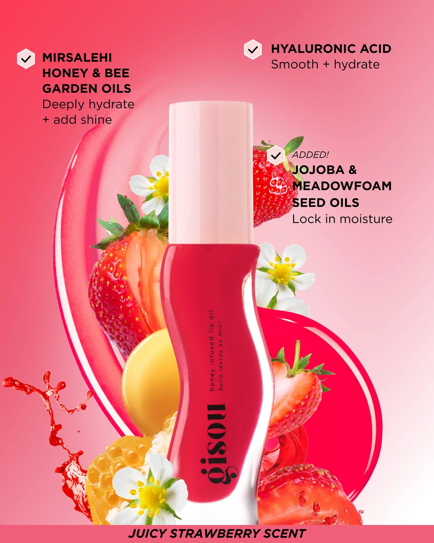 Gisou Honey Infused Lip Oil Strawberry Sorbet